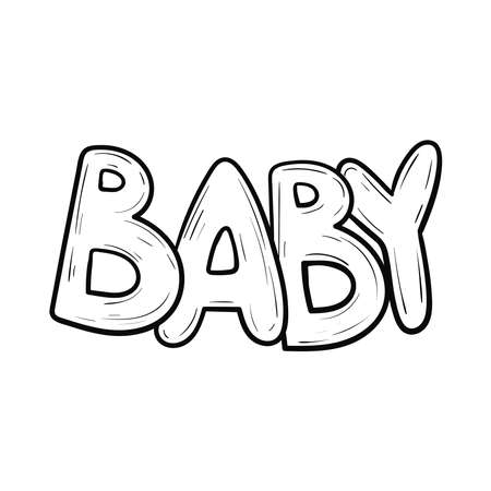 Hand drawn doodle text, word baby. Vector isolated illustration.のイラスト素材