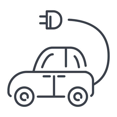 Electric car charging, vector isolated flat icon. Save the environment and ecology concept design element.のイラスト素材
