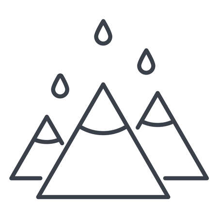 Vector isolated flat icon of mountains with precipitation, rain drops, water cycle and ecology concept.のイラスト素材