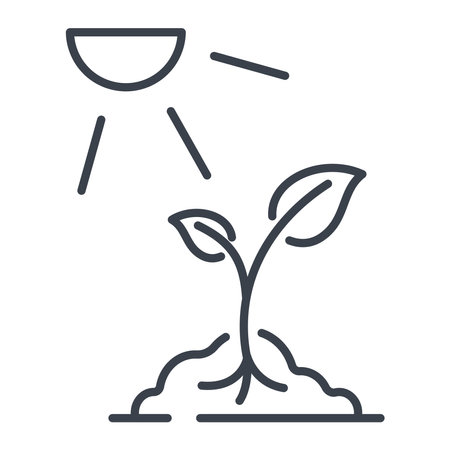 Sprout grows from the ground under the sun, vector isolated flat illustration, gardening and ecology concept.のイラスト素材