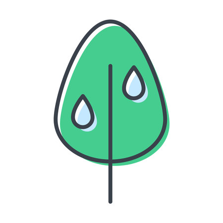 Vector isolated tree icon with raindrops, ecology design element.のイラスト素材