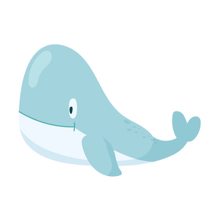 Vector isolated illustration of a cute cartoon whale.のイラスト素材