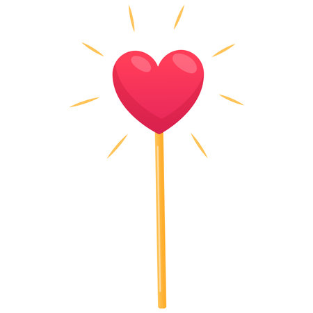 Magic wand with glowing heart, vector isolated cartoon illustration.のイラスト素材