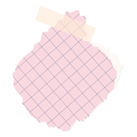 A piece of checkered notebook paper with tape.のイラスト素材