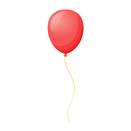 Red flying balloon on a rope. Vector cartoon isolated illustration.のイラスト素材