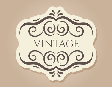 Vintage old decorated frame with swirls. Vector isolated banner or template in royal Victorian style.のイラスト素材