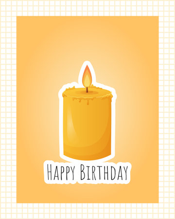 Happy Birthday funny gift vector card with burning Candle illustration.のイラスト素材