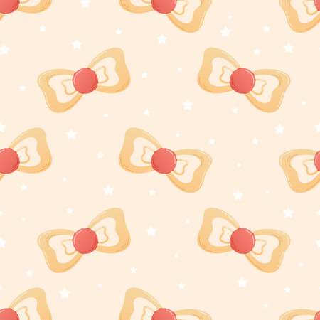 Baby nipple in the form of a bow, flat style. Vector seamless cartoon pattern.のイラスト素材