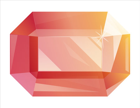 Ruby realistic octagonal shining expensive gemstone. Vector gradient isolated cartoon luxury jewel.のイラスト素材