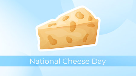 World holiday National Cheese Day. Vector cartoon banner, a piece of cheese with holes.のイラスト素材