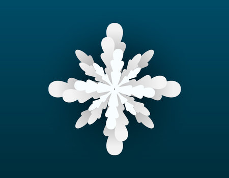Vector isolated glowing snowflake in paper cut style.のイラスト素材