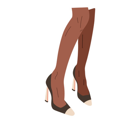 Women slender legs in high-heeled shoes. Vector isolated fashion illustration.のイラスト素材