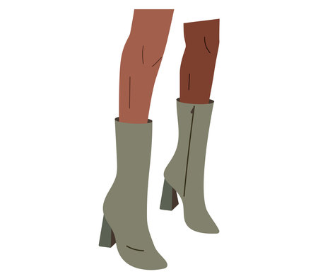 Beautiful female cartoon legs in stylish high-heeled boots. Vector isolated flat fashion shoe illustration.のイラスト素材