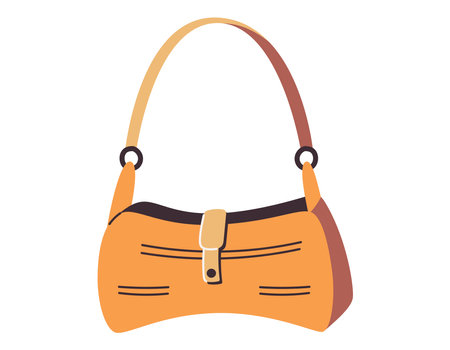 Elegant women flat handbag. Vector cartoon isolated fashion accessory bag.のイラスト素材
