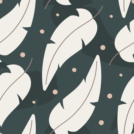 Light flying feather. Vector seamless natural pattern, flat style.のイラスト素材