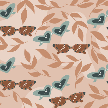 Fashionable women trendy sunglasses. Vector seamless pattern, flat style.のイラスト素材