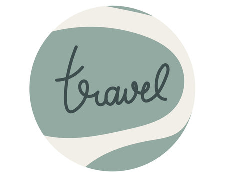 Vector template for social media highlights cover. Round sticker with handwritten inscription travel.のイラスト素材