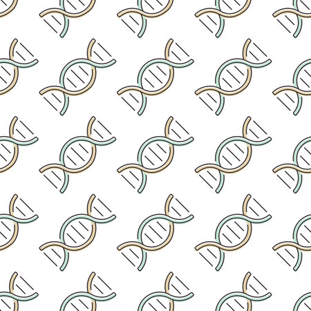 Line icon of DNA, molecular structure of gene. Vector seamless pattern.のイラスト素材