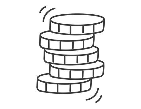Vector doodle symbol of stack of money coins.のイラスト素材