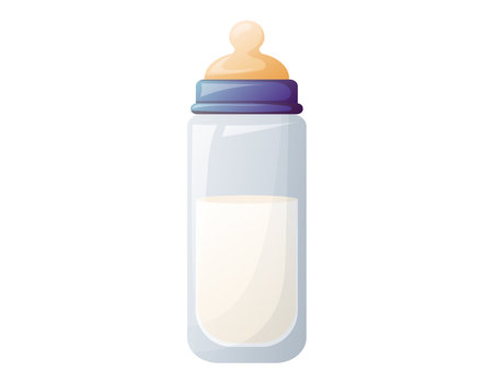 Vector cartoon baby bottle with breast milk or baby formula.のイラスト素材