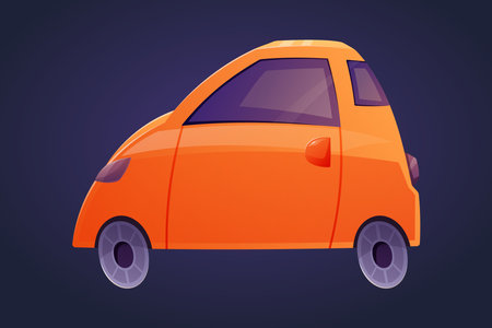 Funny orange hatchback car. Vector isolated cartoon childrens illustration.のイラスト素材