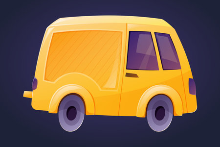 Funny yellow minibus car. Vector isolated cartoon illustration of transport.のイラスト素材