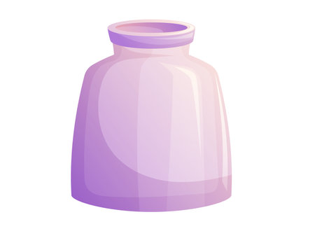 Glass pink vase or empty open jar. Vector isolated cartoon illustration.のイラスト素材