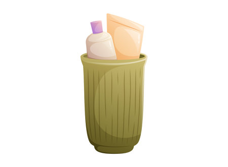Decorative glass with tubes of cream or toothpaste, storage in bathroom. Vector isolated cartoon illustration.のイラスト素材