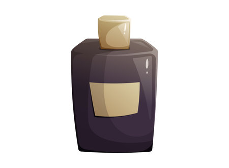 Black glass transparent jar with lid. Bottle with lotion or beauty product. Vector isolated cartoon illustration.のイラスト素材