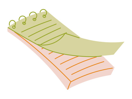 Vector illustration of a green spiral notebook. Perfect for school, student, academic, or creative stationery themed design projects and education visuals.のイラスト素材