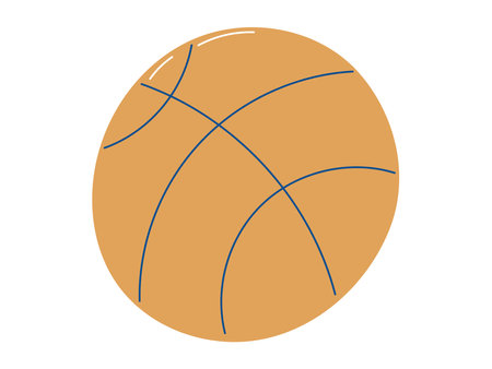 Vector isolated illustration of an orange basketball. Great for educational materials, children sports themes, school projects, and fun activity related designs.のイラスト素材