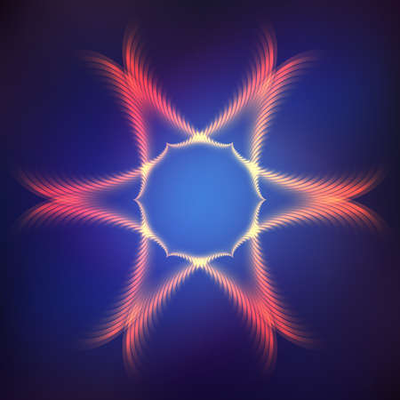 Abstract neon shining orange flowerのイラスト素材