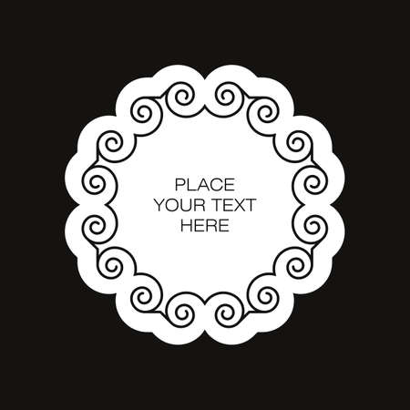 Abstract spiral frame. White frame on black backgroundのイラスト素材
