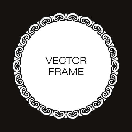 Abstract spiral frame. White frame on black backgroundのイラスト素材