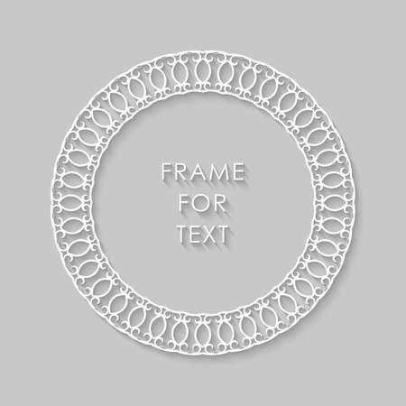 Ornate white frame with soft shadow on light gray backgroundのイラスト素材
