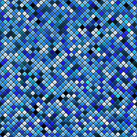 Glowing vector disco seamless background. Mosaic with light reflections. Cold blue colors.のイラスト素材