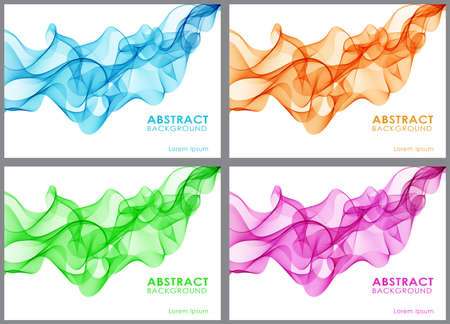 Vector Set of abstract wavy lines for design brochure and site. Color Smoke Wave.のイラスト素材