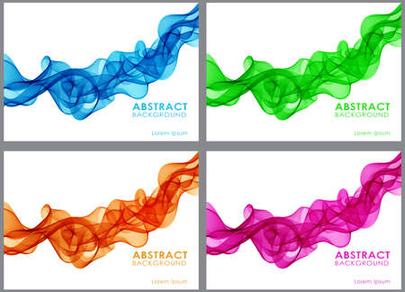 Vector Set of abstract wavy lines for design brochure and site. Color Smoke Wave.のイラスト素材