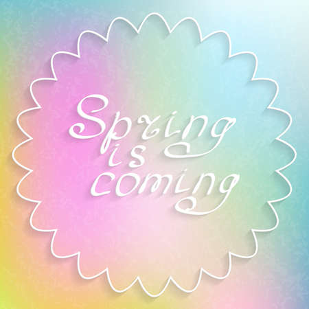 Text "Spring is coming" on blurred background with textureのイラスト素材