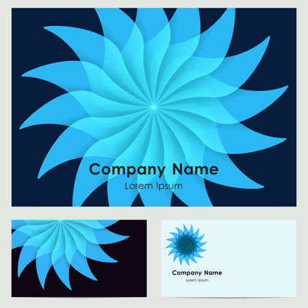 buisiness card template with abstract blue flowerのイラスト素材
