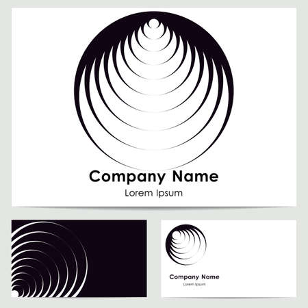 Business card template with abstrackt circle logo. Black and white colorのイラスト素材