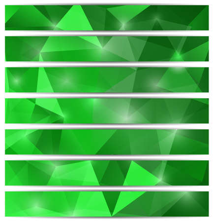 Set of modern horizontal banners with green  polygonal backgroundのイラスト素材