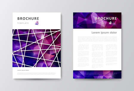 Abstract vector modern  brochure design template. Bright purple polygonal background.のイラスト素材