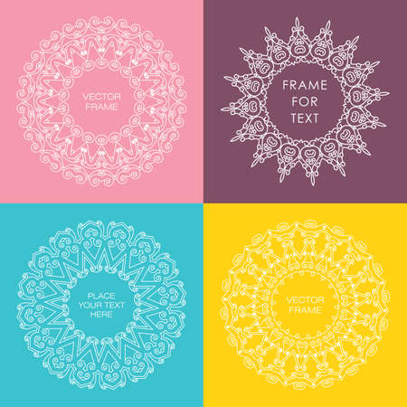 Vector floral frame with copy space for text in trendy mono line styleのイラスト素材