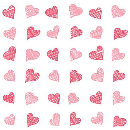 Seamless pattern with scribble hand drawn hearts