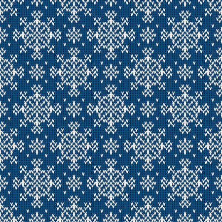 Seamless pattern from snowflakes on a knitted textureのイラスト素材