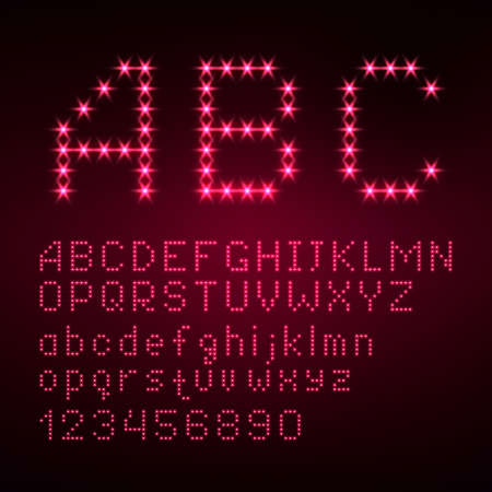 Shining alphabet font set of glittering pink sparklesのイラスト素材
