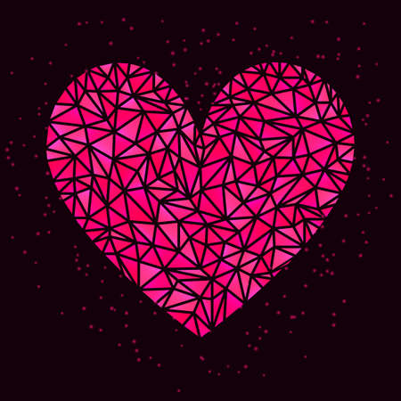 Greeting card for Valentine's Day. Abstract polygonal heartのイラスト素材
