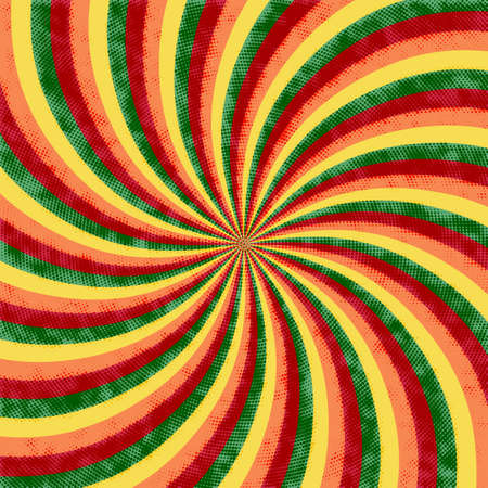 Abstract background in retro style. Swirling rays halftone texture with grunge effectのイラスト素材