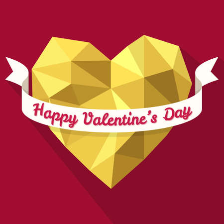 Valentines day love greeting card with geometric heart shape.のイラスト素材